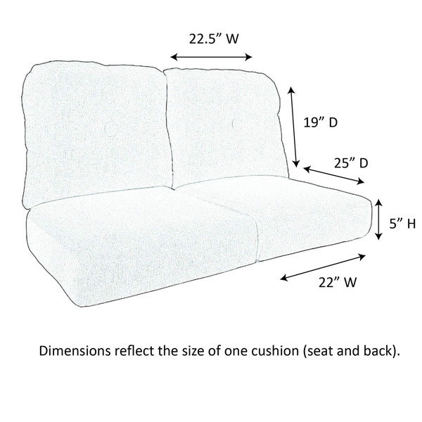 22 x 24 x 5 CUSH 600 Loveseat (4PC) Replacement Cushion - Image 2